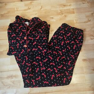 Intimate Essentials 100% Cotton Womens Pajama Set‎ Black Red High Heels 2X